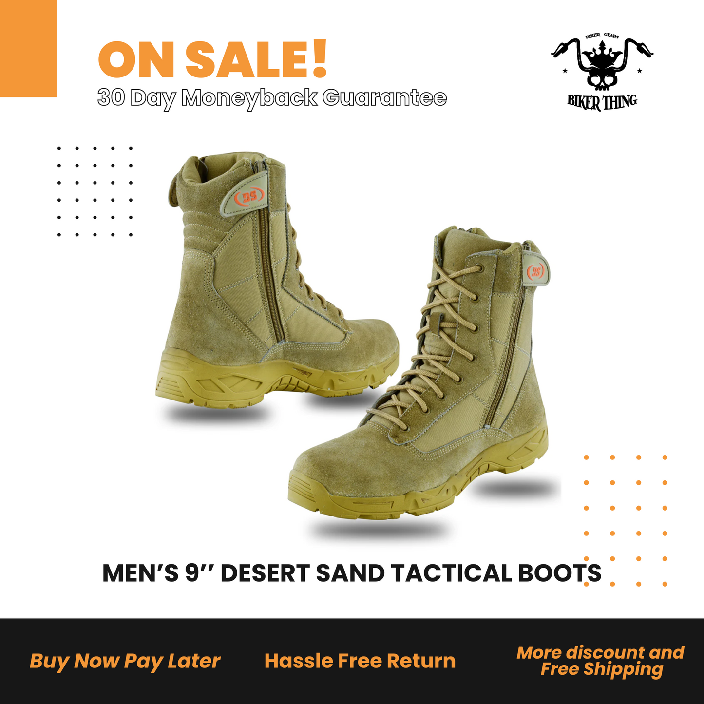 Motorcycle DS9783 MEN’S 9’’ DESERT SAND TACTICAL BOOTS