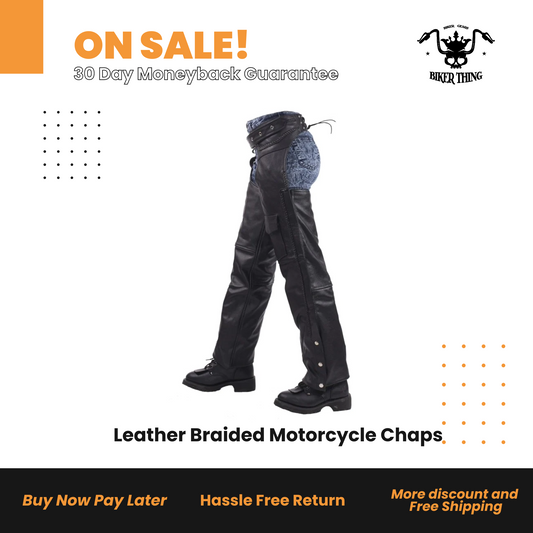 Leather Braided Motorcycle Chaps