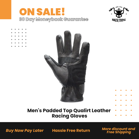 Men's Padded Top Qualirt Leather Racing Gloves