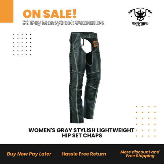 DS485V WOMEN'S GRAY STYLISH LIGHTWEIGHT HIP SET CHAPS