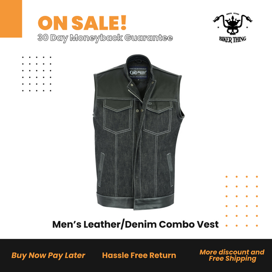 Men’s Leather/Denim Combo Vest