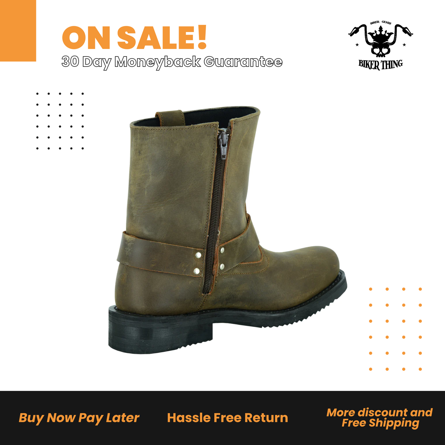 DS9742 MEN’S SIDE ZIPPER WATERPROOF BOOTS– BROWN