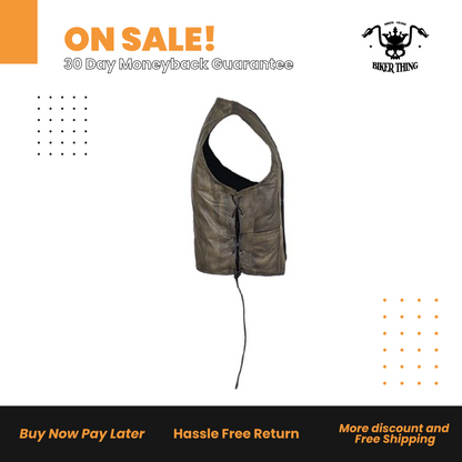 Kids Brown Leather Vest with Side Laces