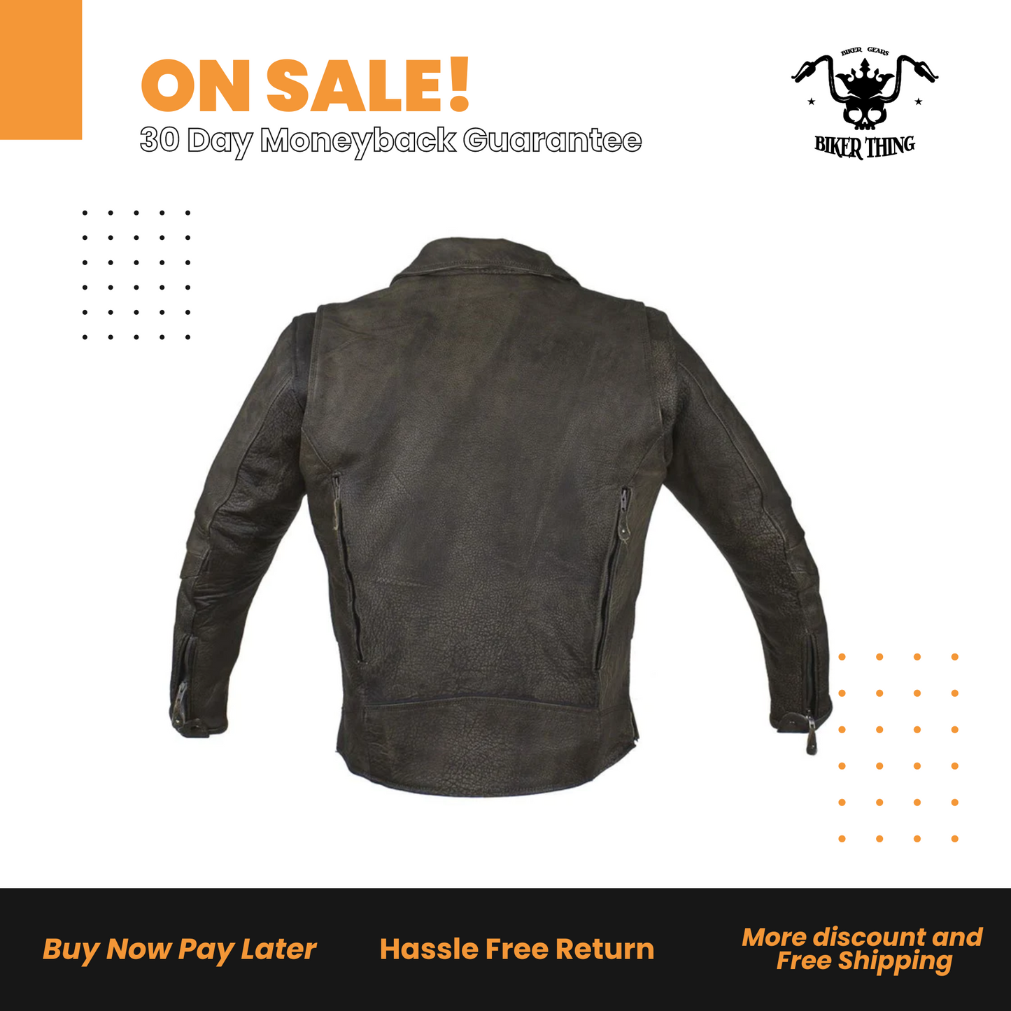 Distressed Brown Racer Jacket with Extra-Large Gun Pockets