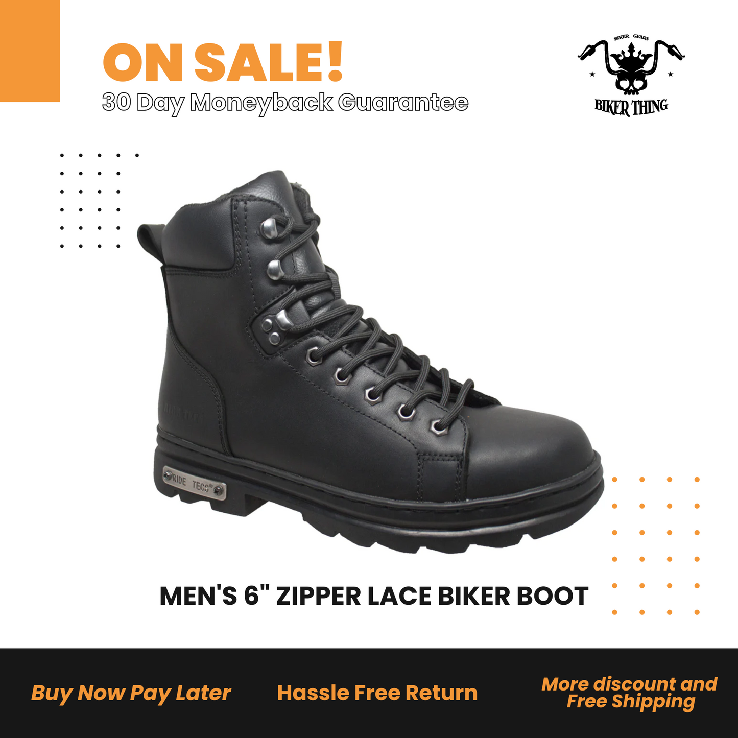 9807M MEN'S 6" ZIPPER LACE BIKER BOOT