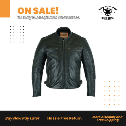 MEN’S MODERN CROSSOVER SCOOTER JACKET - GUN METAL BROWN