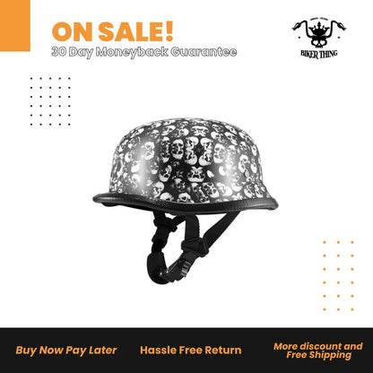 H402-D3-WHITEWhite Shiny Skull Graveyard German Novelty Helmet