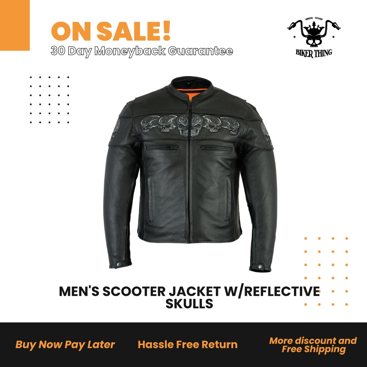 MEN'S SCOOTER JACKET W/REFLECTIVE SKULLS