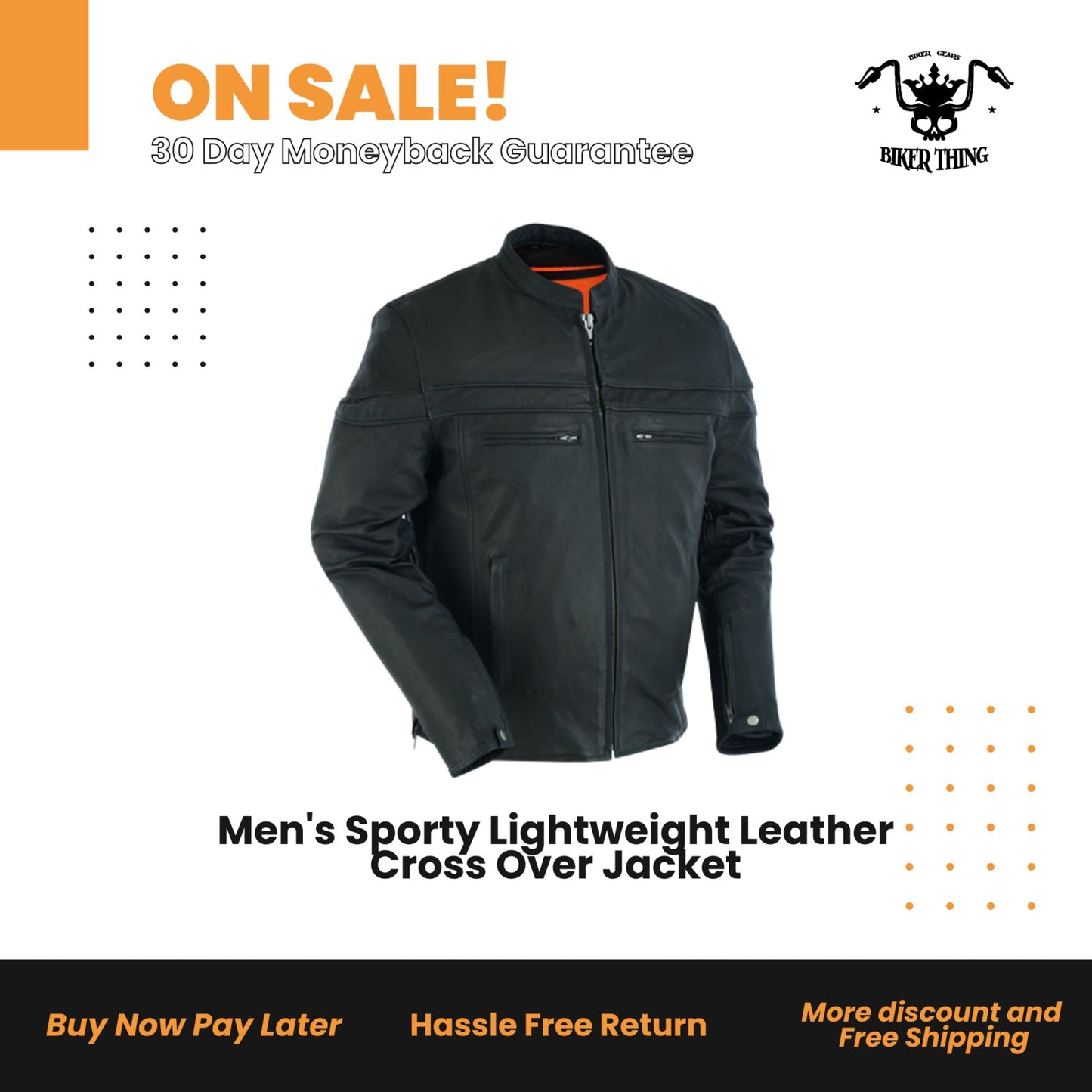 MEN'S SPORTY LIGHTWEIGHT LEATHER CROSS OVER JACKET