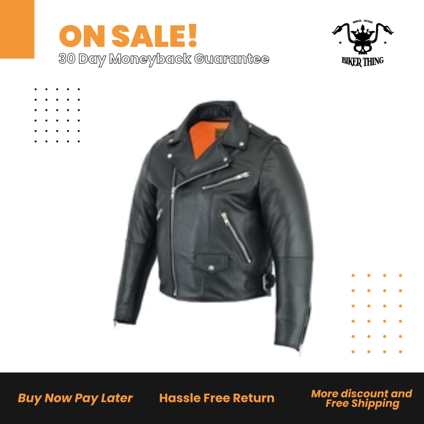 Men's Modern Full Cut Beltless Biker Jacket