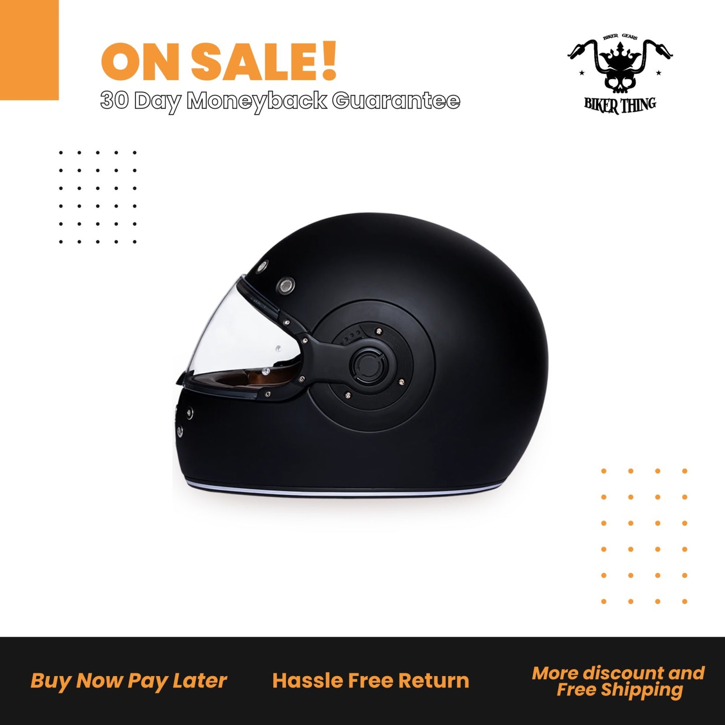 DAYTONA RETRO: DULL BLACK FULL FACE HELMET