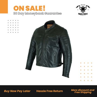 MEN’S MODERN CROSSOVER SCOOTER JACKET - GUN METAL BROWN