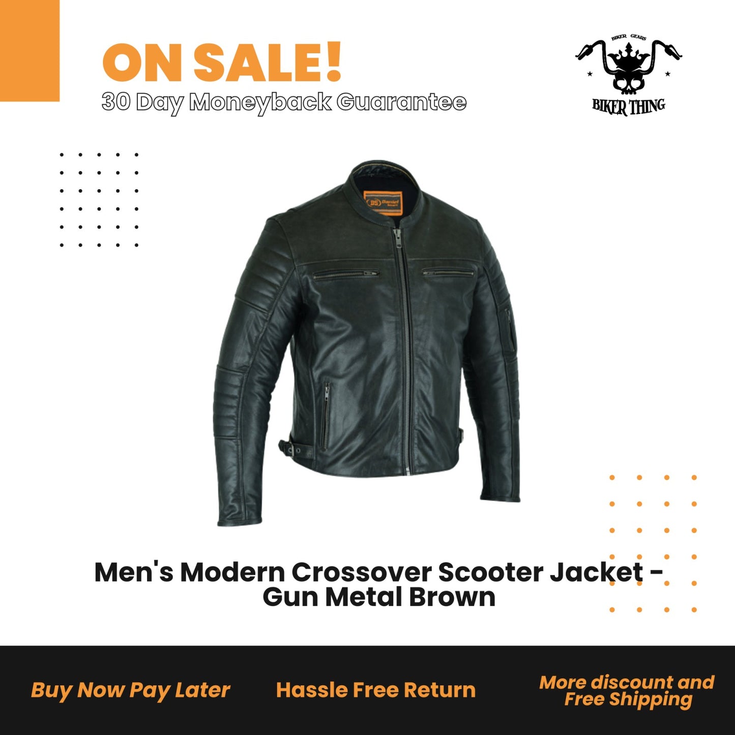 MEN’S MODERN CROSSOVER SCOOTER JACKET - GUN METAL BROWN