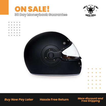 DAYTONA RETRO: DULL BLACK FULL FACE HELMET