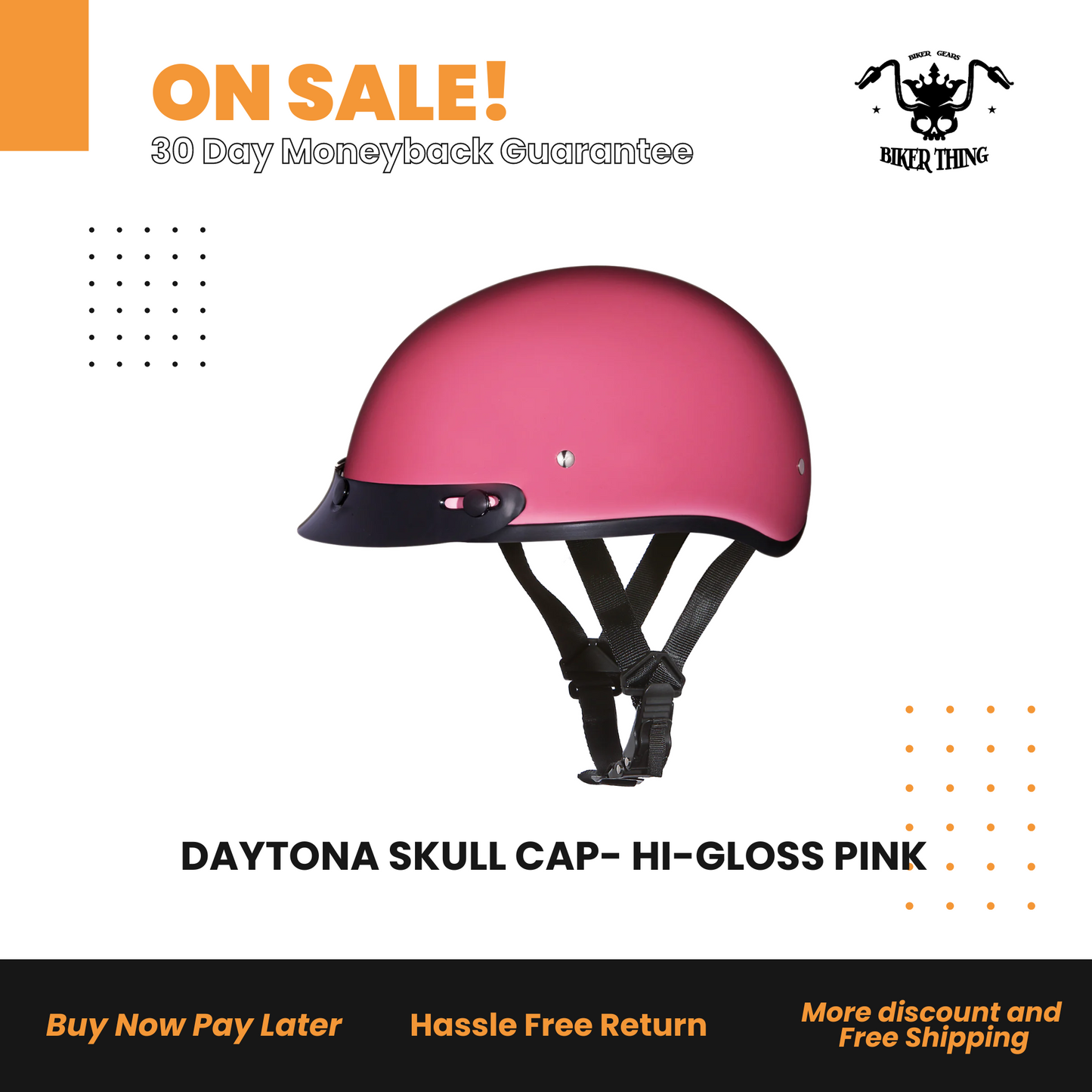 D1-D D.O.T. DAYTONA SKULL CAP- HI-GLOSS PINK