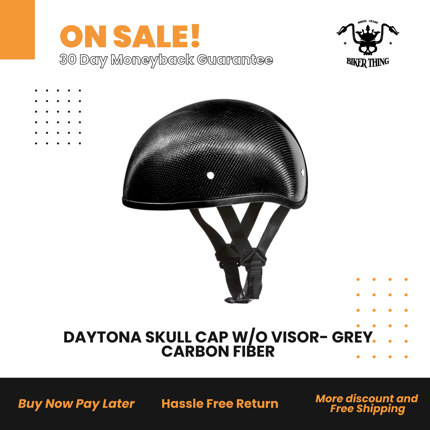 D2-GNS D.O.T. DAYTONA SKULL CAP W/O VISOR- GREY CARBON FIBER