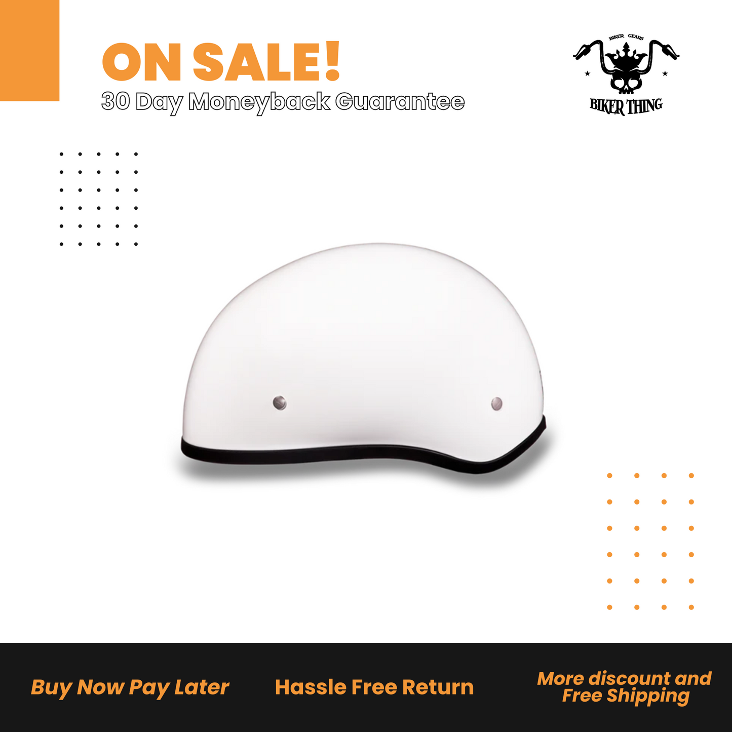 D1-CNS D.O.T. DAYTONA SKULL CAP W/O VISOR- HI-GLOSS WHITE