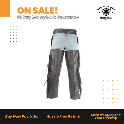 C337-RC Motorcycle Chaps with Braid & Fringe