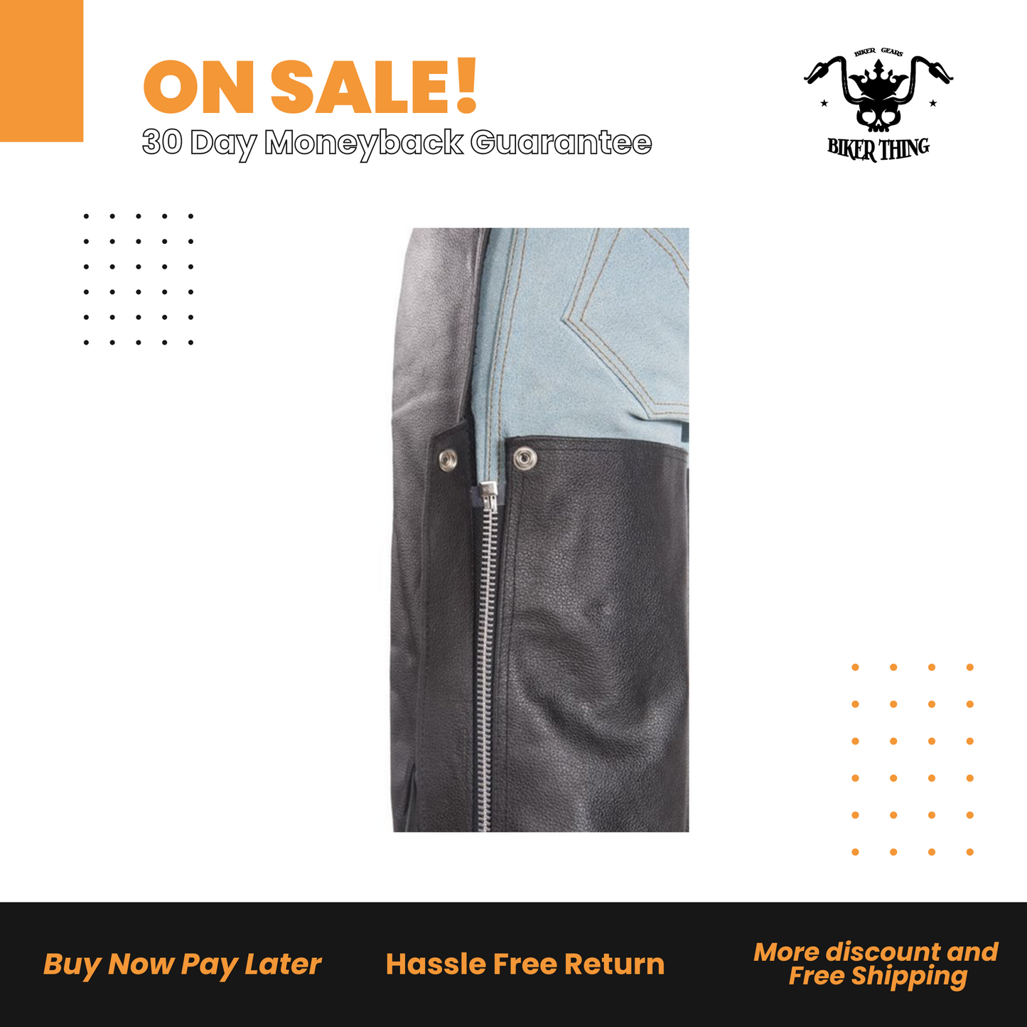 C337-RC Motorcycle Chaps with Braid & Fringe