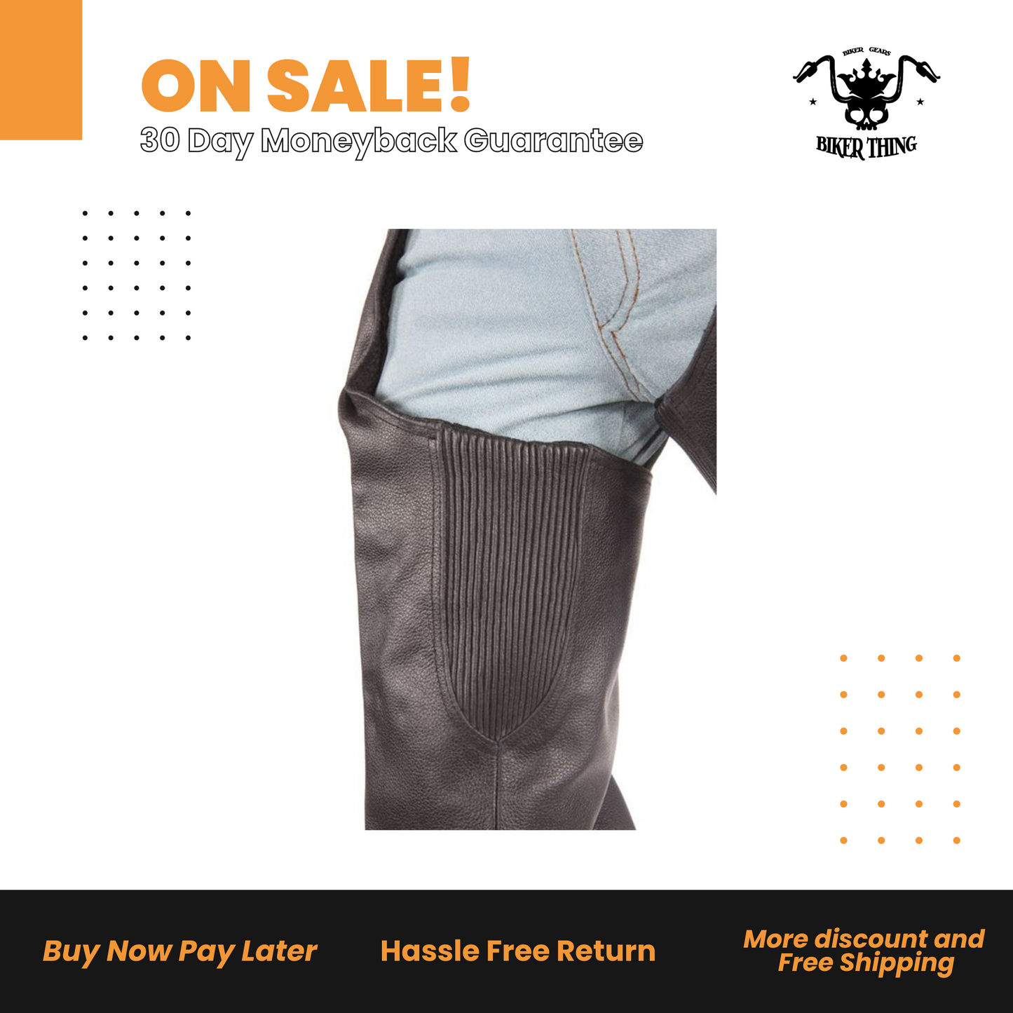 C337-RC Motorcycle Chaps with Braid & Fringe