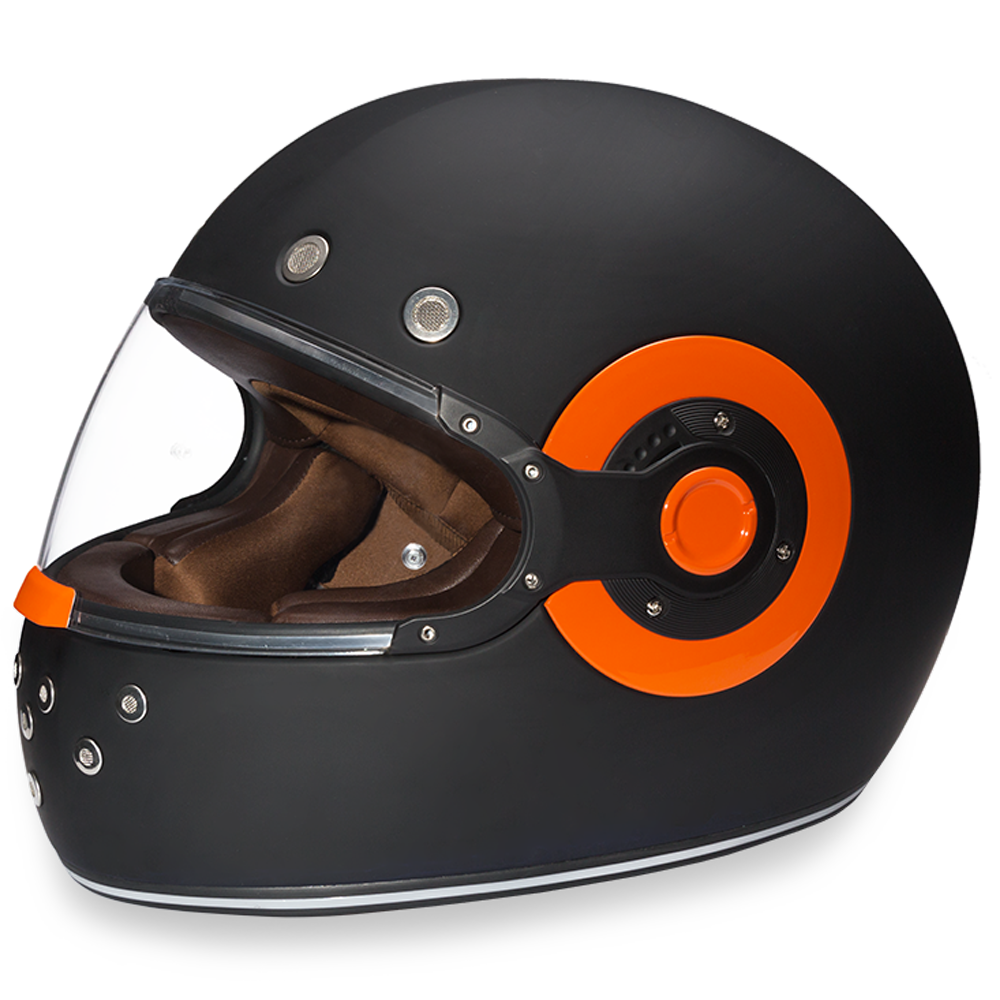 D.O.T. DAYTONA RETRO- DULL BLACK W/ ORANGE ACCENTS - The Biker Thing  LLC